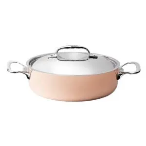 Кастрюля медная 3,0Л D24См H7,5См, с крышкой и ручками из нержавеющей стали 6441.24 – купить по цене завода