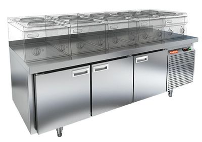 Стол охлаждаемый Hicold GN 111/TN LT  под тепл.оборуд.(-2+10), 3 двери, 1835х700х675